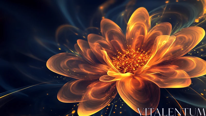 Digital painting of luminous molten-petal abstract bloom.