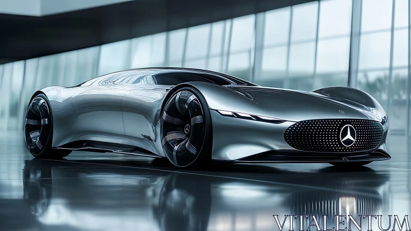 Futuristic Mercedes concept coupé with seamless aerodynamic body.