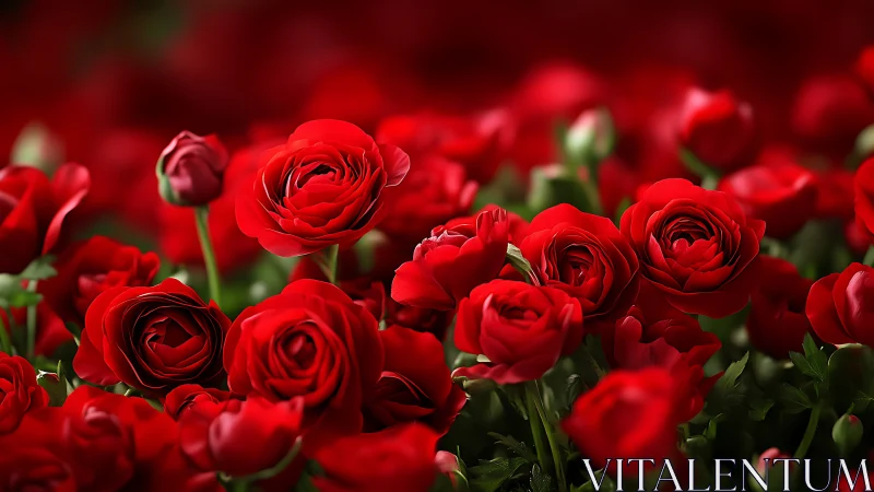 A Passionate Garden: Radiant Red Roses in Full Bloom.