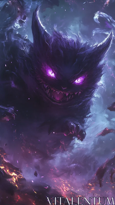 Demonic nebula entity emerges glowing with hostile violet energy