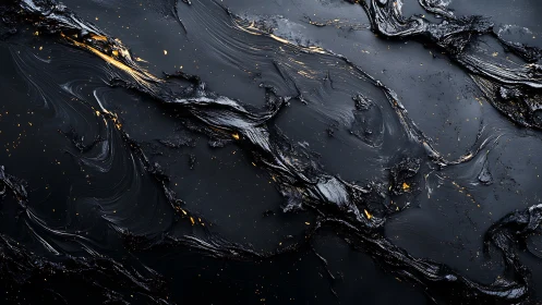 Black textured abstract surface with metallic streak details.