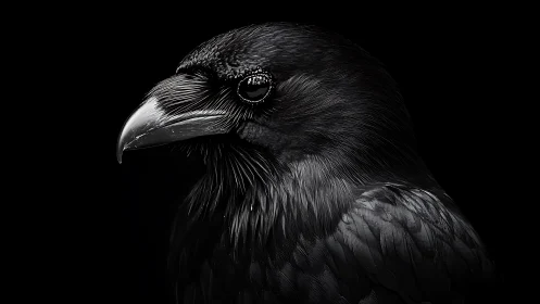 Quiet raven in soft light against a deep night backdrop.