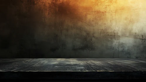 Horizontal surface extends before textured gradient wall