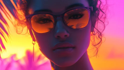 Sunset glow through amber shades on a dreamy shore.