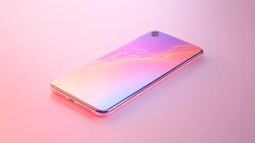 Sleek modern smartphone with gradient screen on pastel background.