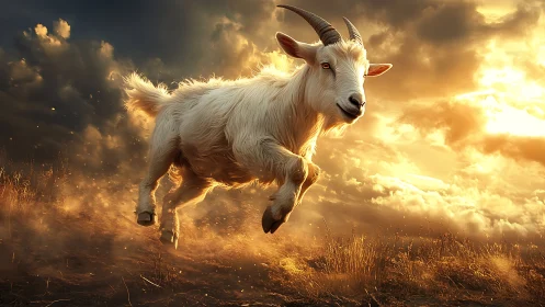 Dynamic goat motion study under high-contrast sunset backlighting
