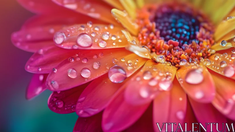 Gerbera Daisy Petals with Water Droplets
