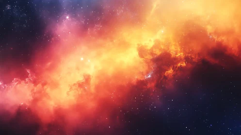 Celestial nebula river in vivid orange stellar light.