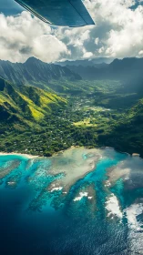 Turquoise Paradise: Aerial View of Volcanic Cliffs & Pristine Waters