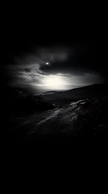 Moody moonlit shoreline inviting quiet late night wandering.