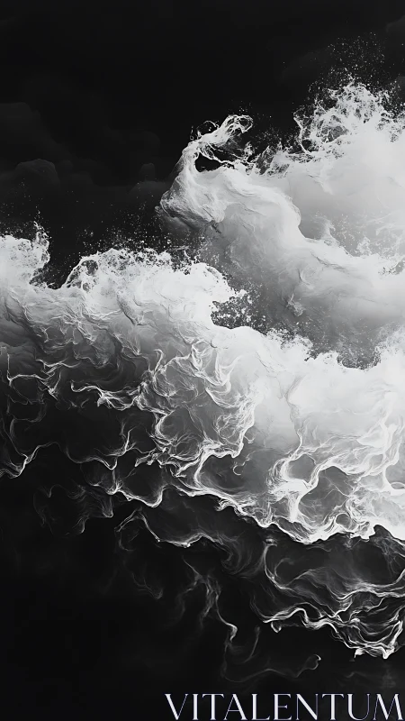 Billowing monochrome smoke wave in high contrast motion.