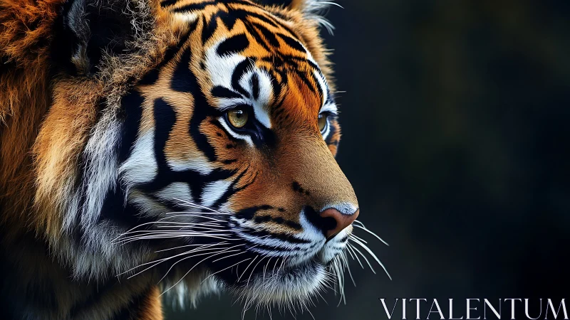Tiger portrait captures intense profile under soft side light