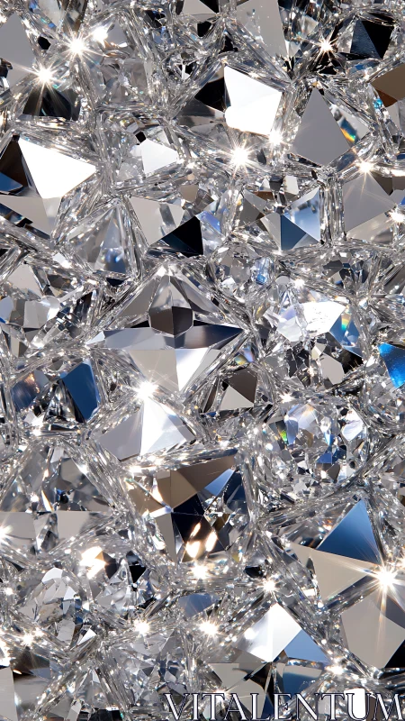 Clustered faceted diamonds reflect dense white light precisely