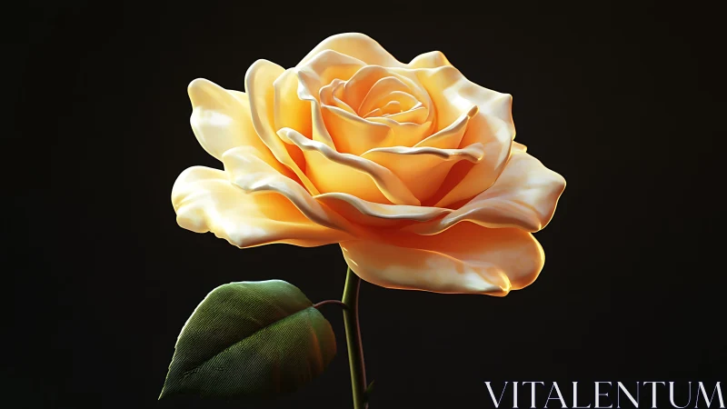 Golden rose with translucent petals rendered in photorealistic digital form.