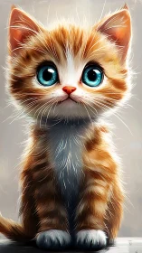 Orange and White Tabby Kitten with Bright Blue Eyes