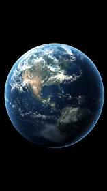 Gentle blue Earth glowing softly in the quiet of space.