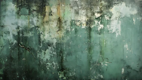 Weathered Green Wall Texture with Peeling Paint and Grunge Effects.