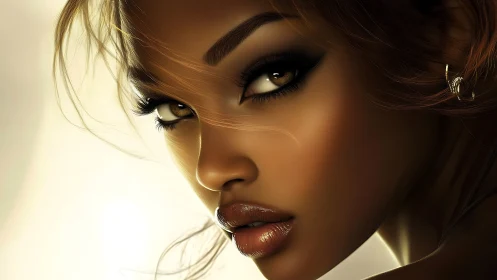 Digital portrait close-up with luminous beauty lighting refinement.