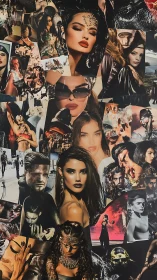 Glamorous fashion collage layers bold portraits and drama.