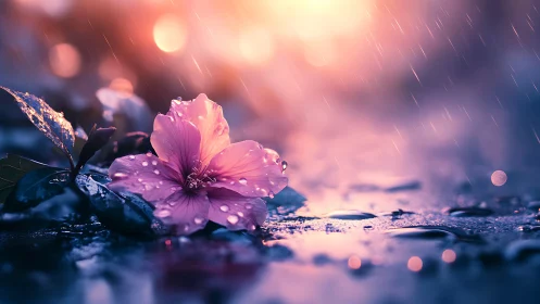 Blossom Caught Between Storms: Where Rain Kisses Velvet.