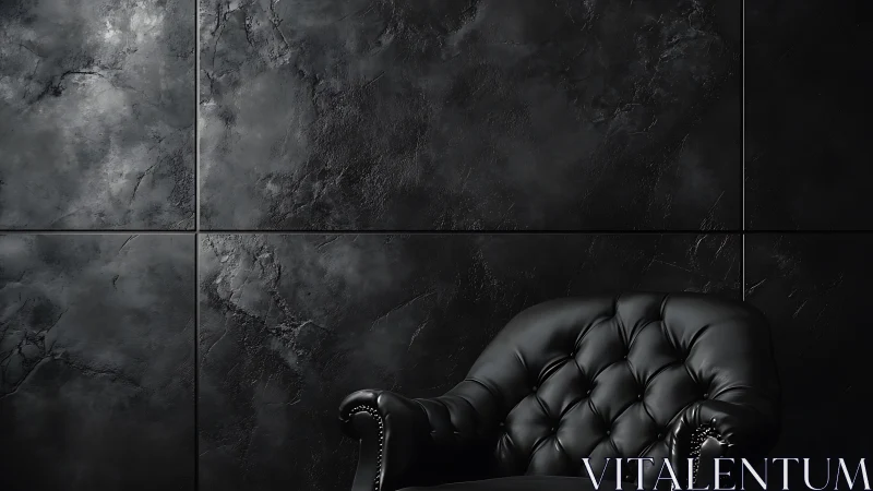 Velvet darkness cradles a lone leather armchair&rsquo;s quiet glow