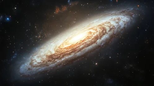 Photorealistic spiral galaxy rendering in deep space panorama.