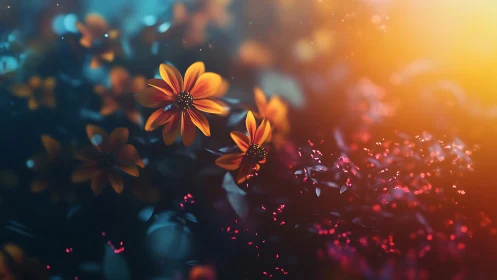 Molten Petals: Where Twilight Ignites Fractured Bloom.