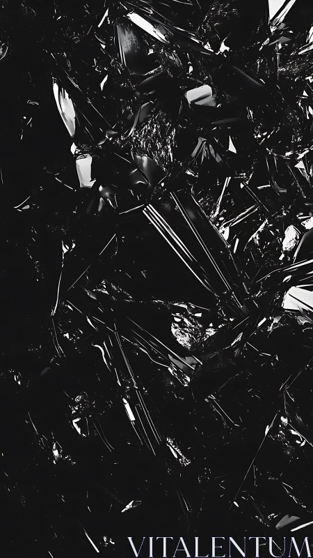 Shattered black glass texture with sharp reflective shards.