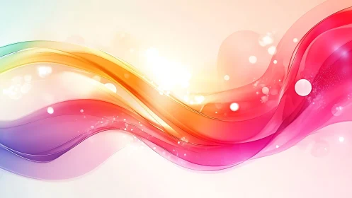 Chromatic ribbons drift like liquid light across soft dawn