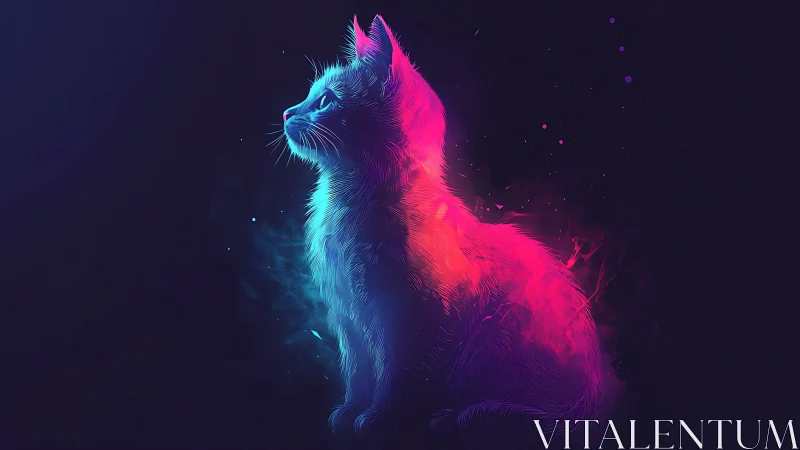 Neon Feline Reverie: A Cat Bathed in Cybernetic Twilight.