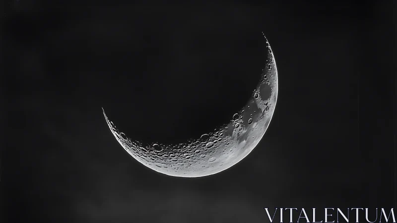 Crescent moon arc reveals razor-sharp crater detail.