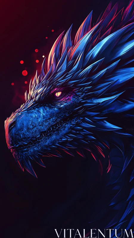 Chromatic bioluminescent dragon profile in neon contrast.