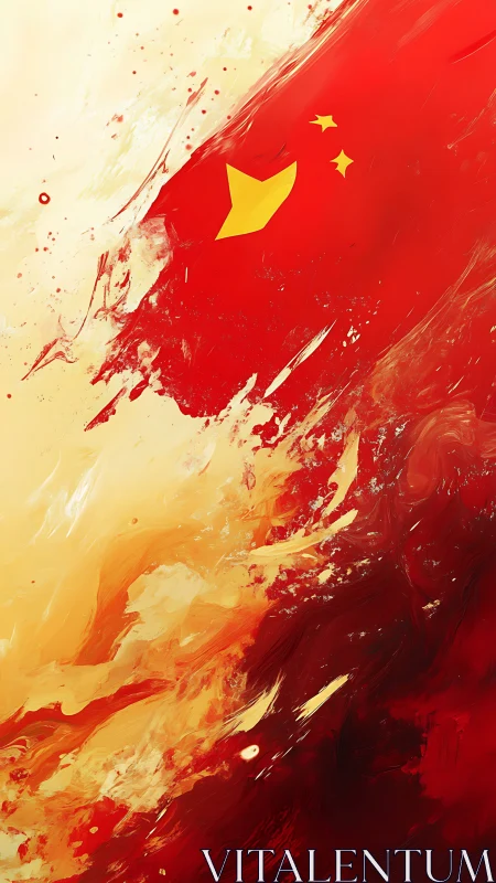 Abstract red and gold flag swirl captures dynamic national energy