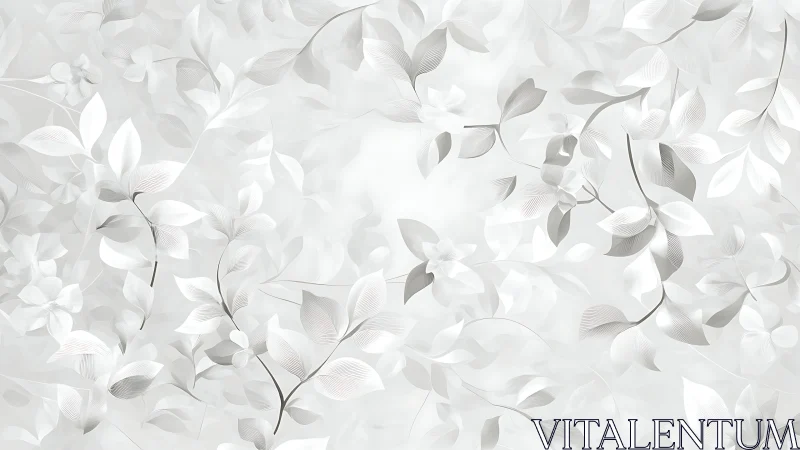 Monochrome botanical pattern with layered translucent leaf structures