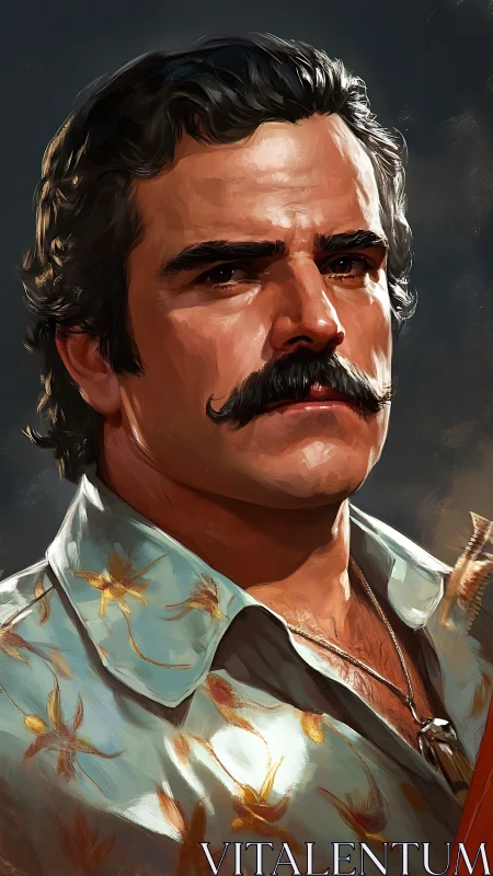 Painterly male portrait with dramatic light and glossed brushwork.