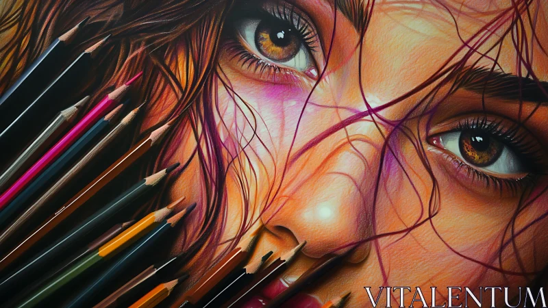 Chromatic gaze where colored pencils awaken a portrait.