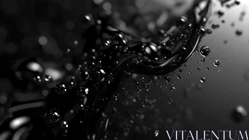 Abstract close-up of black liquid splash with glossy texture.