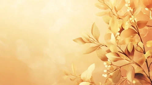 Golden hush of morning leaves drifting into soft light.