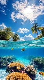 Sunlit tropical reef invites a calm escape above and below