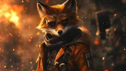 Confident fox adventurer in warm ember lit leathers.