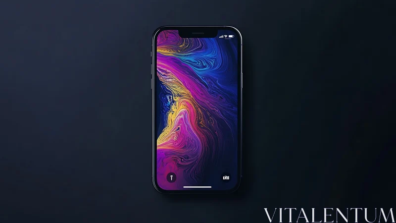 Vibrant Liquid Abstraction on iOS Device Display. Fluid Gradient Rendering.