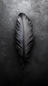 Soft midnight feather resting on a quiet stone surface.