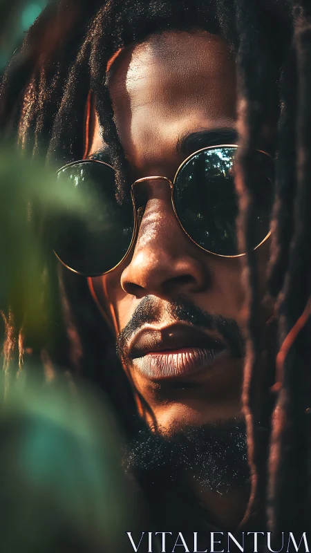 Close cropped portrait of person in sunglasses outdoors.