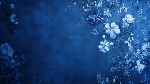 Elegant Blue Florals Dance Across a Dreamy Canvas.