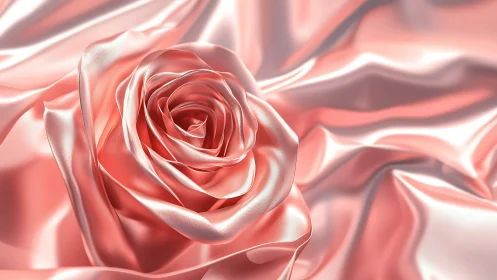 Coral Rose Bloom Close-Up with Silk Texture.