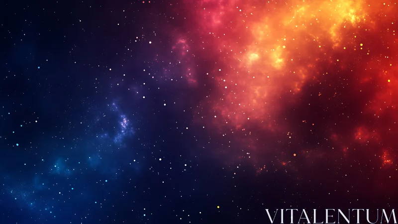 Nebula sky gradient with glowing stars and cosmic dust.