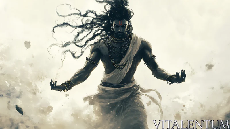 Dynamic ascetic warrior rendered with high-contrast chiaroscuro lighting