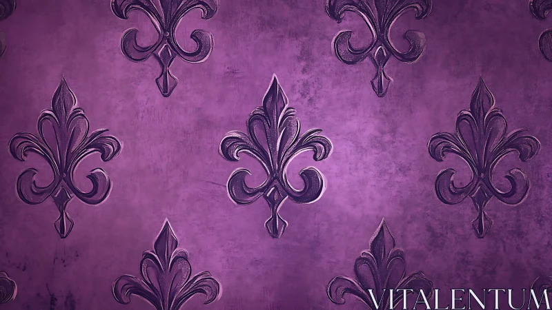 Elegant purple fleur de lis pattern with vintage charm.