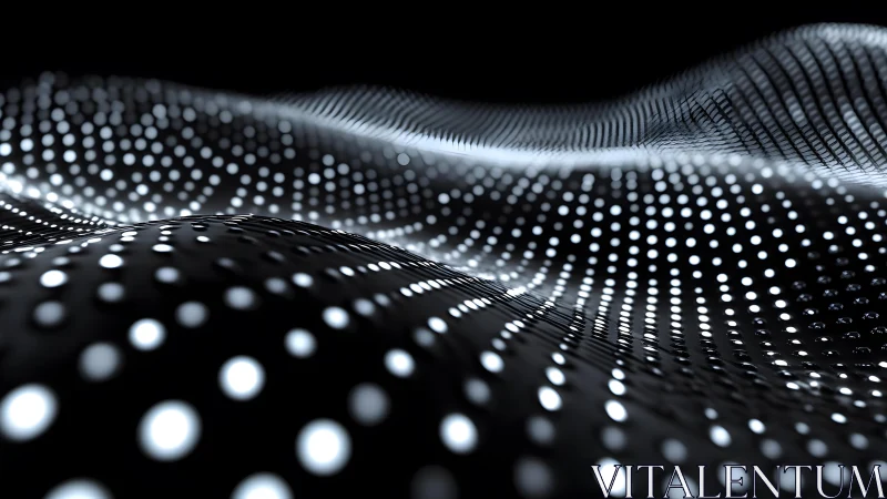 Abstract digital waves with glowing dots in a futuristic style.