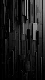 Vertical black geometric panels forming abstract structure.
